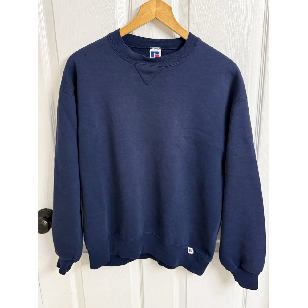 Vintage Russell Athletic Navy Blue Crewneck Sweatshirt Made In USA Mens Large